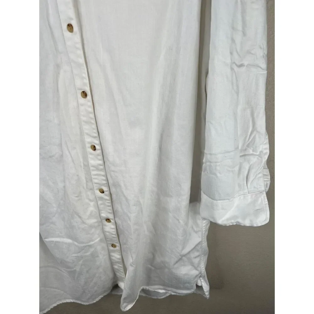 Lauren Jean Co Ralph Lauren White Button-Up Shirt Dress Pockets VTG LRL Classic - Picture 7 of 16